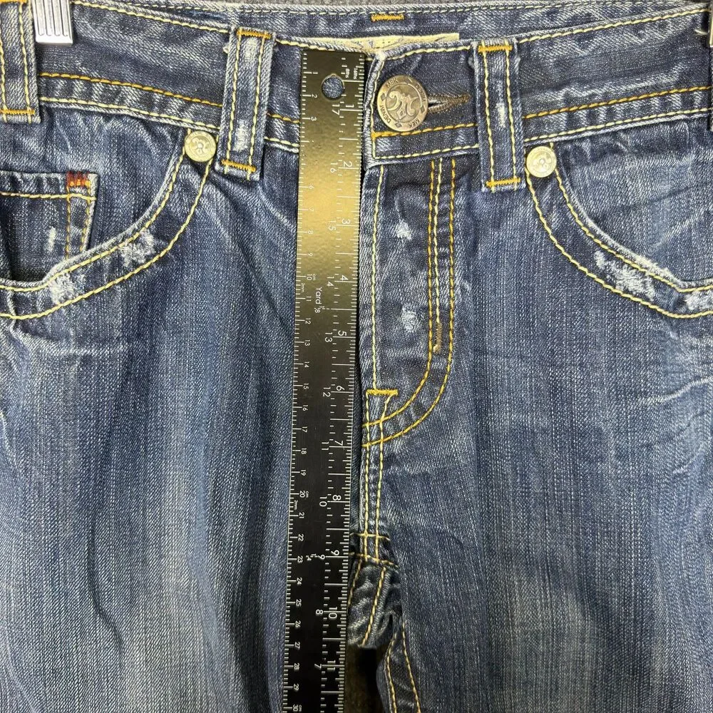 MEK Denim Mens Henderson Jeans 31x32 Straight Leg Medium Wash Button Fly